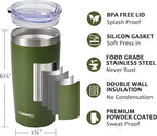 SUNWILL Travel Coffee Tumbler 20 oz, Insulated Mug with Lid, Stainless Steel Cup for Outdoor, Powder Coated Olive