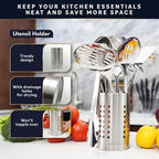 Home Hero Stainless Steel Kitchen Utensils Set - Wood Handle Nonstick Stainless Steel Cooking Utensils Set - Heat Resistant Kitchen Essentials & Metal Kitchen Gadgets (Silver & Wood)