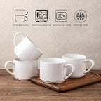 GBhome 14 OZ Coffee Mugs Set of 6, Stackable Ceramic Mugs for Men, Women, Modern Coffee Mugs With Stable Base for Latte,Tea,Cappuccino. Dishwasher & Microwave Safe, White