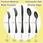 Herogo 40-Piece Matte Black Silverware Set with Drawer Organizer, Stainless Steel Flatware Cutlery Set for 8, Modern Tableware Eating Utensils with Tray, Dishwasher Safe, Satin Finish