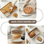 11 Piece Baking Set | Nonstick & Non Toxic Bakeware Sets Baking Pans Set | Carbon Steel Baking Supplies Include Notebook, Cookie Sheets, Roasting Pan, Muffin Pan, Cake Pan, Pizza Pan, Loaf Pan