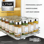 LYNK PROFESSIONAL® Pull Out Spice Rack Organizer for Inside Kitchen Cabinets - 8-3/8 inch Wide - Slide Out Drawer – Chrome Sliding Spice Organization for cabinet - Spice Racks - 1 Tier