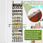 Churboro Over the Door Pantry Organizer Rack with 12 Adjustable Baskets, 12 Tiers Dual-use Spice Rack- Hanging or Wall Mount Spice Rack, Pantry Door Organizer, Black