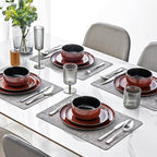 LeRatio Ceramic Dinnerware Sets for 4,Porcelain Plates and Bowls Sets,Handmade Reactive Glaze Dishes Set,Chip Resistant and Scratch Resistant | Oven&Dishwasher & Microwave Safe,Service for 4-Red