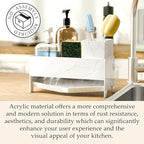 TIDIIABODE Sponge Holder for Kitchen Sink, Acrylic Sink Caddy Organizer with Removable Brush Holder, Countertop Soap Dispenser Organizer with Marble Texture, Kitchen Organizers Storage, White