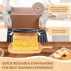 Pullman Loaf Pan with Lid, Premium 1 lb Dough Sandwich Nonstick Bread Pan with Lid for Homemade Bread, Heavy Duty Carbon Steel Corrugated Pullman Toast Box with Cover for Baking, Bakeware