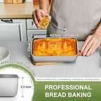 P&P CHEF Loaf Pan Set, 9 x 5 Inch Bread Pans, Stainless Steel Loaf Toast Baking Pans For Bread Meatloaf Lasagna Cake, Healthy & Non Toxic, Oven Safe& Easy Clean, (Silver, 1Pc)