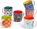 Annovero Small Coffee Cups - 11.7 Oz Capacity - Porcelain Kitchen Mugs for Tea, Latte, Cappuccino, or Hot Cocoa - Set of 6