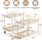Delamu 2-Tier Multi-Purpose Bathroom Under Sink Organizers and Storage, Stackable Kitchen Pantry Organization, Pull Out Medicine Cabinet Organizer with Movable Dividers, Amber, 2 Pack