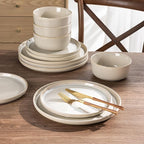 AmorArc Stoneware Dinnerware Sets,Round Reactive Glaze Ceramic Plates and Bowls Sets,Highly Scratch Resistant | Dishwasher & Microwave Safe,Service for 8 Dishes Set (24pc)