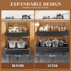 4 Pack Expandable Pull Out Cabinet Organizer 21"Deep With Raising Pad for Framed Cabinets,Upgrade 3 Slide Rails Slide Out Drawers,No Drill Roll Out Shelves,Adjustable Width 15.1"-26.3" Black