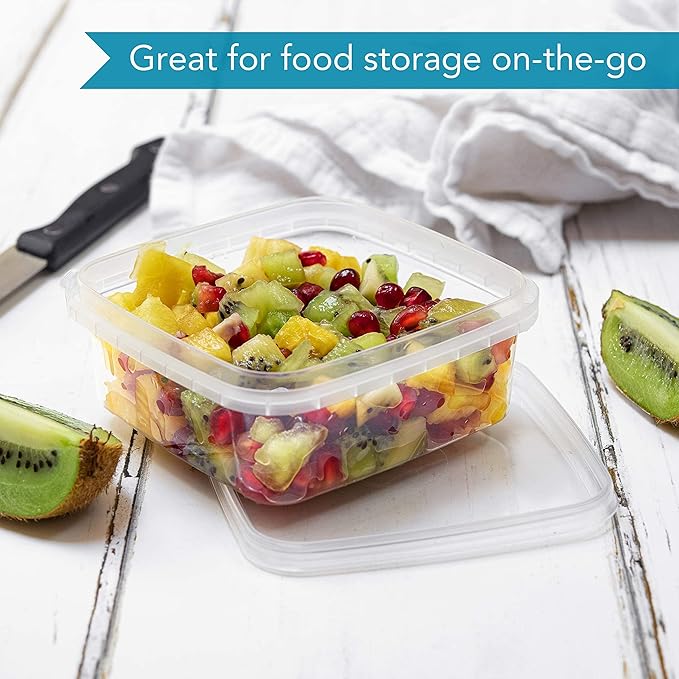 NYHI 8 oz 20 Pack Square Clear Deli Containers with Lids Disposable BPA Free Square Plastic Food Storage Containers with Lids Airtight for Meal Prep Take Out Kitchen