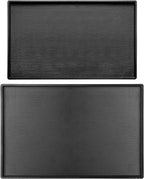 Cedilis 2 Pack Black Rectangular Serving Trays, Non-Slip Plastic Coffee Table Tray, Modern Ottoman Trays for Table Centerpiece, Home Decor, Bathroom, Kitchen Counter