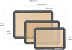 Amazon Basics Rectangular Non-Stick Silicone Baking Mat, Food Safe, Heat Resistant, 9"x13", 9.9"x14.8", and 16.5"x11.6", Beige/Gray, Pack of 3