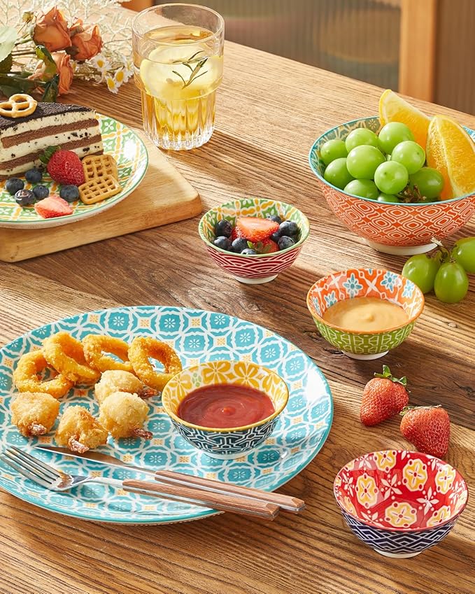 Metahom Ceramic Dipping Bowls, 3.5 inch Small Bowls for Dipping, 4oz Mini Bowl for Soy Sauce, Condiments, Side Dishes, Charcuterie Boards, Set of 6