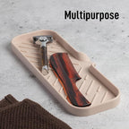 Zulay Kitchen Large Silicone Sponge Holder (12x4) – Flexible Sink Organizer Tray for Kitchen & Bathroom – Multipurpose Soap Dish for Sponges, Makeup, Trinkets & More (Ivory)