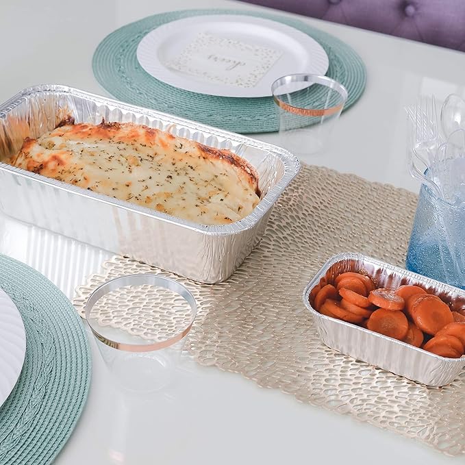 PLASTICPRO [1 Lb 100 Pack Disposable Loaf Pans Aluminum Tin Foil Meal Prep Bakeware - Cookware Perfect for Baking Cakes, Bread, Meatloaf, Lasagna 1 Pound 6'' X 3.75'' X 2''