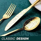 Gold Silverware Set, OGORI 40-Piece Food Grade Stainless Steel Gold Flatware Set, Kitchen Utensil Set Service for 8, Mirror Polished Tableware Cutlery Set for Home and Restaurant, Dishwasher Safe