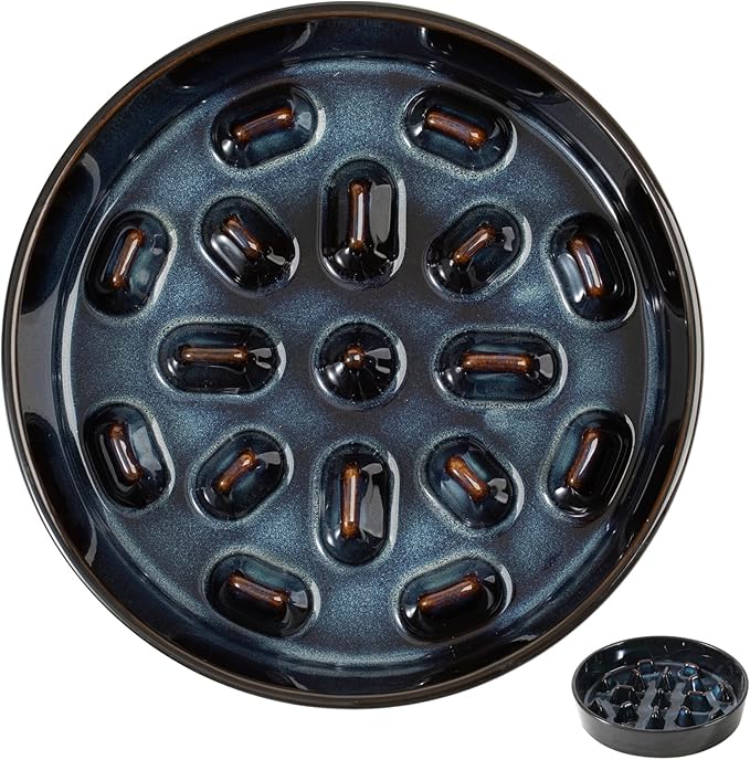 Havniva Ceramic 3.2 Cup Dog Bowl Slow Feeder, 9.5 inch Slow Pet Food Dish for Large Dog, Stop Bloat, Preventing Choking(Single Bowl, Starry Sky)