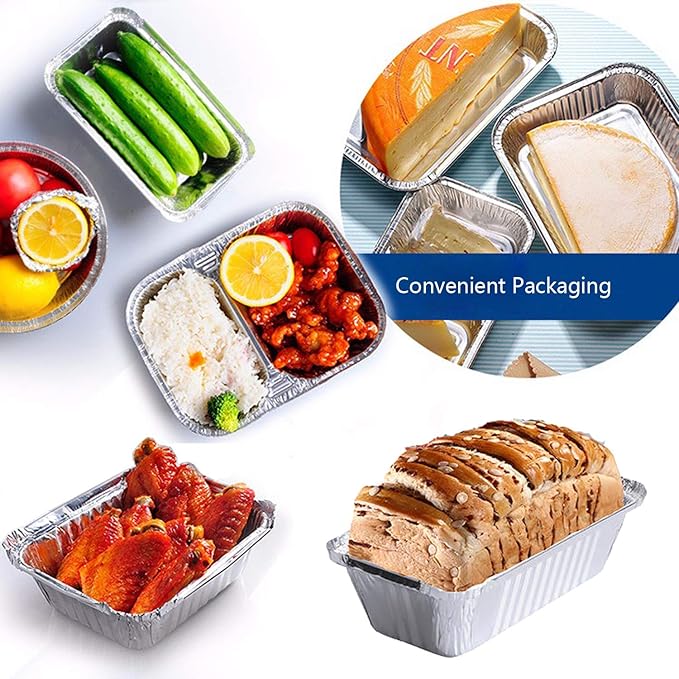 Loaf Pans [50 Pack] 2Lb Heavy Duty Disposable Aluminum Foil Premium Bread Tins Standard Size - 8.5" X 4.5" X 2.5" Perfect for Homemade Cakes & Breads