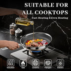 FogDream Non Stick Frying Pans, 10in Titanium Pans for Cooking, Hybrid Stainless Steel Skillet with Spatulas, PFOA Free Cookware, Stay Cool Handle, Dishwasher & Oven-Safe,Induction Compatible,Silver