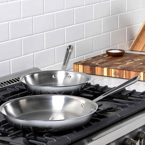 All-Clad D3® Stainless Steel 10 and 12 inch Frying Pans Set - Made in the USA- The Original Bonded Professional Cookware- Oven Safe & Induction Compatible