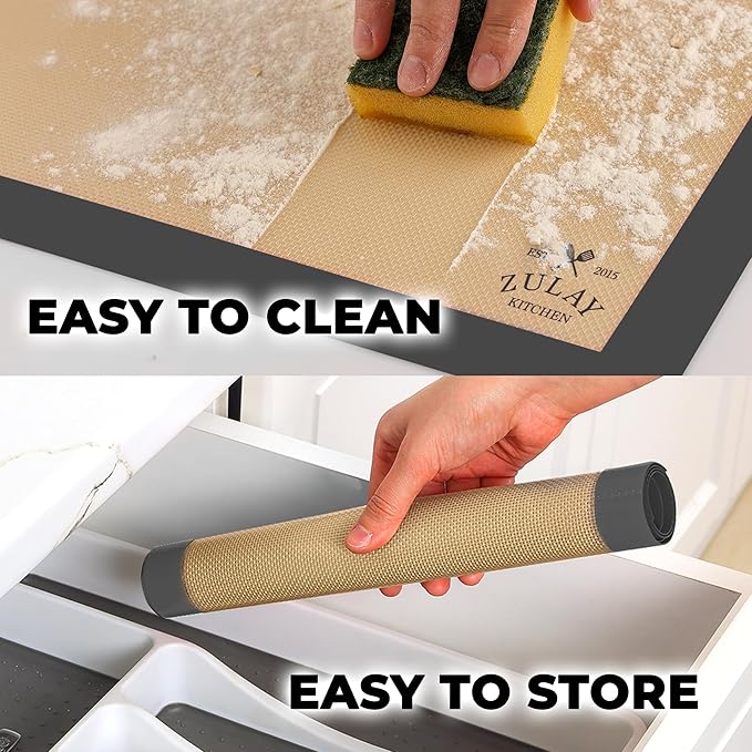 Zulay Kitchen Silicone Baking Mat - Reusable Nonstick Silicone Sheet for Oven, 15" x 11.6", Dark Gray