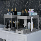 DEKAVA Under Sink Organizer 2 Pack，Bathroom Cabinet Organizer，2 Tier Sliding Cabinet Basket Organizer Drawer, Multi-Purpose Bath Collection Baskets for Bathroom (Grey)