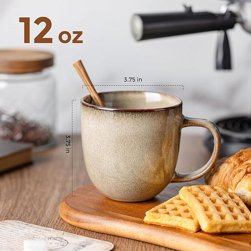 AmorArc 12oz Coffee Mugs, Ceramic Coffee Mugs set of 6 for Man, Woman, Dad, Mom, Modern Coffee Mugs with handle for Latte/Cappuccino/Milk/Cocoa. Dishwasher&Microwave Safe