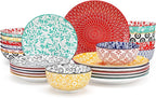 vancasso SELENE Plates and Bowls Set for 6, 24 Pieces Dinnerware Sets, Mircowave and Dishwasher Safe Dishes Set, Porcelain Muted Dinnerware