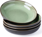 LERATIO Large Pasta Bowls,38oz Ceramic Pasta Bowls,9.0" Reactive Glaze Pasta Bowl Set of 4,Microwave & Dishwasher,Oven Safe,Wide Serving Bowls for Salad,Pasta,Fruit,Scratch Resistant-Light Blue
