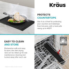 KRAUS Multipurpose Workstation Sink Roll-Up Dish Drying Rack, Colander and Trivet in Aqua, KRM-11AQ