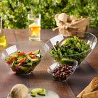 PLASTICPRO Angled Plastic Bowls Disposable Large Plastic Clear Serving Bowls with Gold Rim for Party for Appetizer Salads Pack of 4