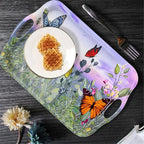 Serving Tray Decorative Tray with Handles Multi-Purpose Rectangular Serving Trays for Restaurant, Parties, Coffee Table, Kitchen - Butterfly Flying Flower