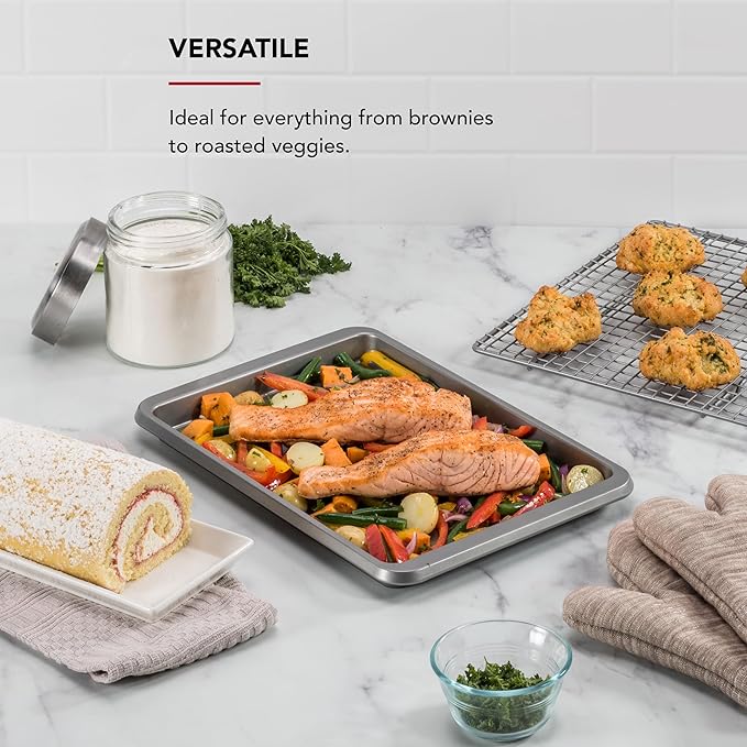 KitchenAid 9x13in Nonstick Aluminized Steel Baking Sheet,Contour Silver,(Pack of 6)