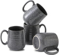 Hasense Dark Grey Coffee Mugs Set of 4, 12oz Ceramic Coffee Cups, Latte Mug with Large Handle for Coffee, Tea, Milk and Hot Cocoa,Easy Hold & Clean, Dishwasher & Microwave Safe