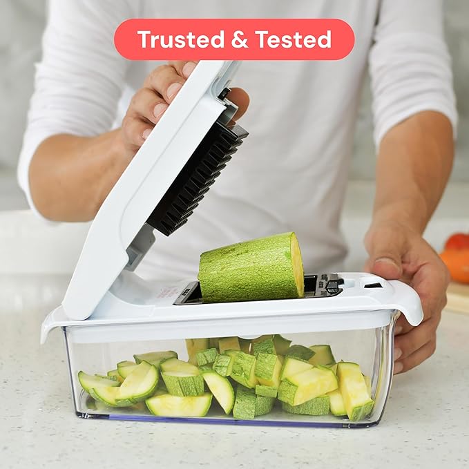 Fullstar The Original Pro Chopper - Vegetable Chopper and Mandoline Slicer, Food Chopper with Container, Fruit Cutter, Veggie Slicer, Kitchen Gadgets & Gifts, Home Essentials (6 in 1, White)