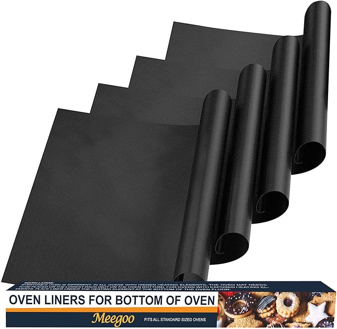 Meegoo Oven Liners for Bottom of Oven - 4 Pack Large Non Stick Oven Liners, Oven Mat For Bottom of Electric Oven and Gas Oven, BPA and PFOA Free, 15.74"x 23.62"