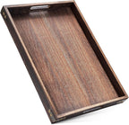 Serving Trays for Party-17In Large Serving Tray with Handles,Wooden Coffee Table Tray&Charcuterie Boards,Serving Platter for Breakfast in Bed Tray,Decorative Rectangular Tray for Ottoman/BBQ/Kitchen