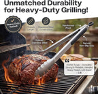 Kona Premium Stainless-Steel Locking Grill Tongs 17 inch, Sturdy, Heavy Duty Tongs - Great for Cooking, Grilling, and Barbecue (BBQ) [Set of 2]