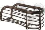 Spectrum Ashley Sink Sponge and Brush Holder with Suction Cups 2 in 1 Sink Caddy Bronze, No Rust Easy Mount Suction Cup Kitchen Sink Sponge and Brush Holder Hanging Wire Cradle Promotes Quick Drying