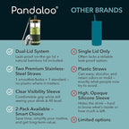 Pandaloo® Glass Cups With Lids and Straws -20 Fl Oz- Perfect Size Iced Coffee Cup - Smoothie Cup With Bamboo Lid and On the go Lid - Glass Tumbler With Straw (1 Count (Pack of 1), Mediterranean Olive)