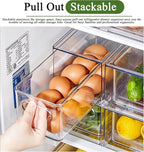bealy 2 Pack Fridge Organizers and Storage with Pull out Drawer, Stackable Storage Drawer, Clear Refrigerator Organizers, BPA-Free for Freezer Kitchen Cabinet Pantry, 3.14QT