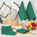 Homaxy 100% Cotton Waffle Weave Kitchen Dish Cloths, Ultra Soft Absorbent Quick Drying Dish Towels, 12 x 12 Inches, 6-Pack, Dark Green