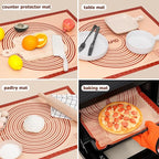 Sapid Extra Thick Silicone Pastry Mat Non-slip with Measurements for Non-stick Silicone Baking Mat Extra Large, Dough Rolling, Pie Crust, Kneading Mats, Countertop, Placement Mats (20" x 28", Red)