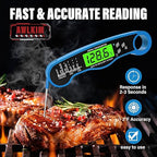Fast Instant Read Meat Thermometer with Backlight - Waterproof Digital Food Probe for Grilling, Cooking, Baking & Candy Making - Kitchen & BBQ Essential（Blue）
