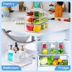 JollyPack 14 Pack Fridge Organizers, Refrigerator Organizer Bins with Lids, BPA Free Stackable Fruit Storage Containers for Fridge, Vegetables, Food and Drinks