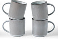 famiware Coffee Mug Set for 4, Star 16 oz Catering Mugs Cup Set with Handle for Coffee, Tea, Cocoa, Milk - Ceramic Stoneware Drinkware Set, Smoky Blue