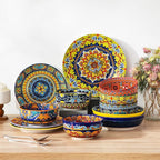 vancasso Cereal Bowls Set of 6, Porcelain Bowls for Eating, 28 oz Colorful Soup Bowls, Bohemian Ceramic Bowls for Salad, Fruit, Pasta, Microwave & Dishwasher Safe Bowls Set