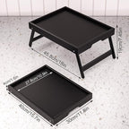 Fibogollo 2 Pack Bamboo Bed Tray Table with Folding Legs,Breakfast Trays,Serving Tray for Food and Snack,Laptop Trays for Working(Black)